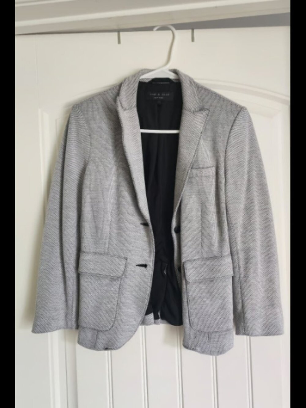 Rag & Bone Women's Gray Herringbone Knit Blazer Jacket